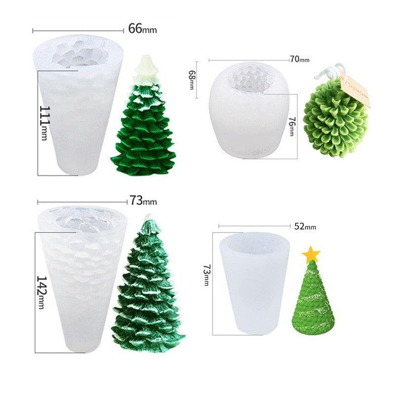 Silicone Mould Christmas Tree Shaped Cake Mold Decoration Tools Candle Mold Baking Tool Home Decoration For Christmas Party 3D Tree Shaped Candle Silicone Mold 4Pcs Different Xmas Pine Molds