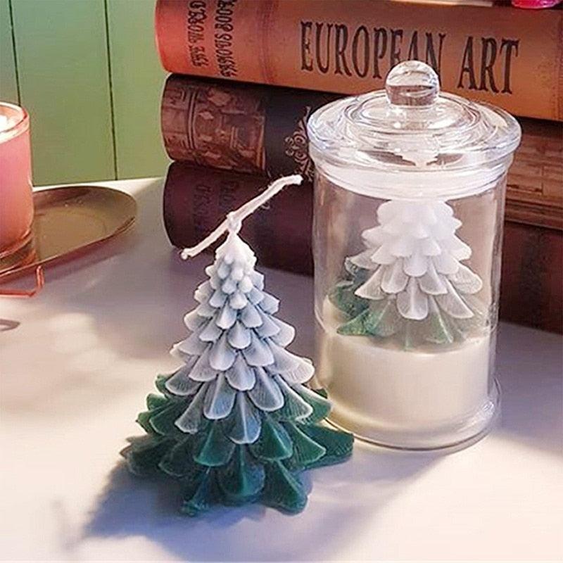 Silicone Mould Christmas Tree Shaped Cake Mold Decoration Tools Candle Mold Baking Tool Home Decoration For Christmas Party 3D Tree Shaped Candle Silicone Mold 4Pcs Different Xmas Pine Molds