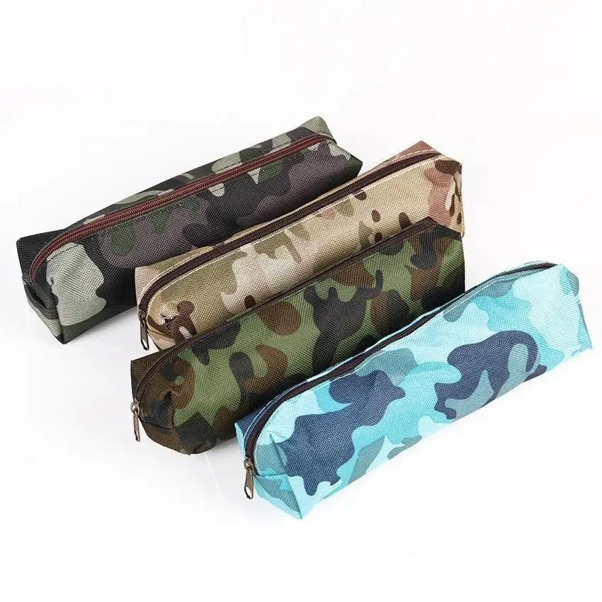 Simple Camouflage Cool Pencil Case Soft Black Pencil Holder For Boys Stylish Pouch For Office And Schools