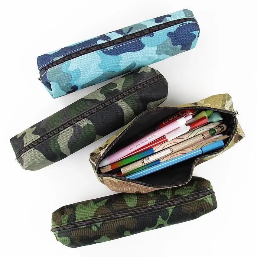 Simple Camouflage Cool Pencil Case Soft Black Pencil Holder For Boys Stylish Pouch For Office And Schools