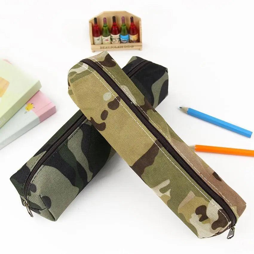 Simple Camouflage Cool Pencil Case Soft Black Pencil Holder For Boys Stylish Pouch For Office And Schools