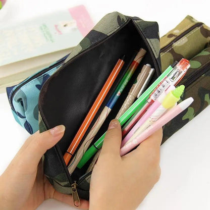 Simple Camouflage Cool Pencil Case Soft Black Pencil Holder For Boys Stylish Pouch For Office And Schools