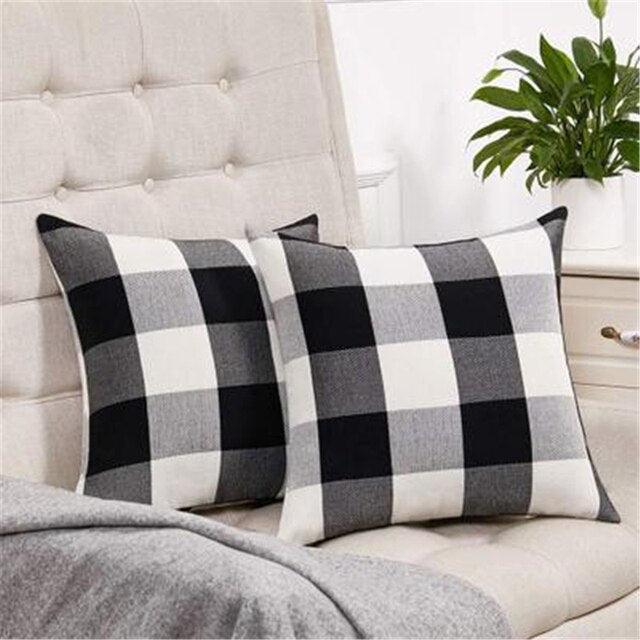 Simple Plaid Linen Pillow Case Invisible Zipper Household Hugging Pillow Case Decorative Retro Plaids Linen Throw Pillow Covers Soft Soild Decorative Cushion Case For Sofa Bedroom Pillow Case 45x4CM
