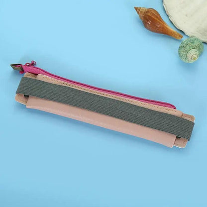 Slim Leather Unique Design Pencil Case Book Holder Pouch With Elastic Band For Notebook Fashion School Pen Case