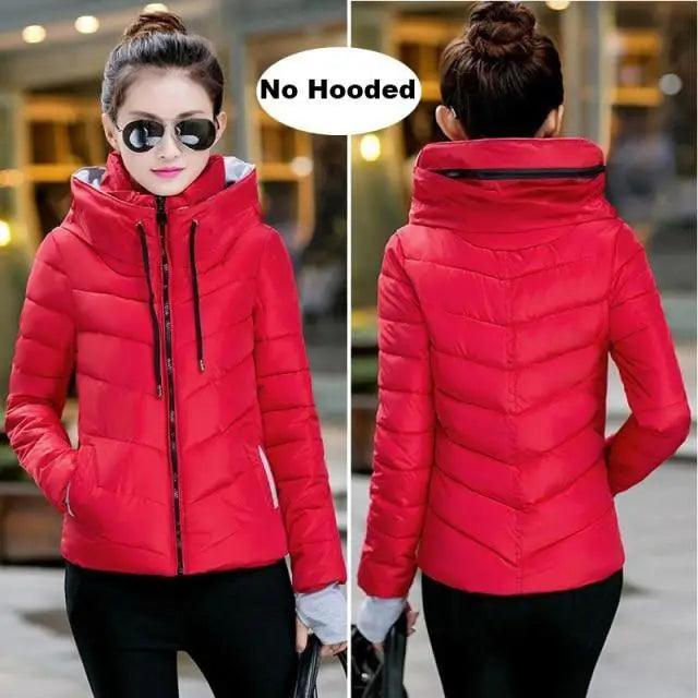 Soft And Comfortable Winter Jacket For Women Short Women's Thicken Outerwear In solid hooded Coats Zipper For Female Slim Cotton padded basic tops