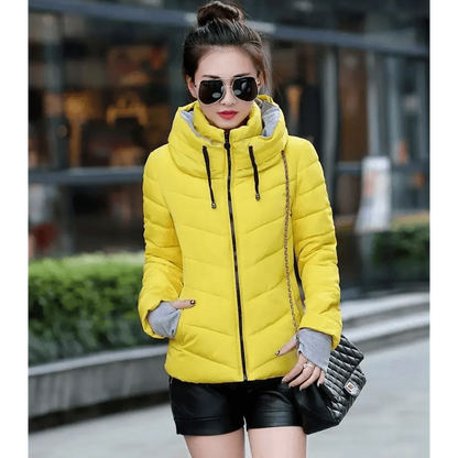 Soft And Comfortable Winter Jacket For Women Short Women's Thicken Outerwear In solid hooded Coats Zipper For Female Slim Cotton padded basic tops