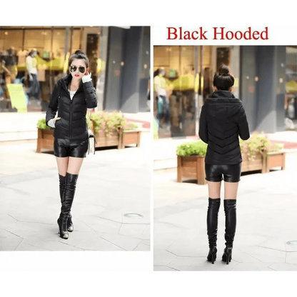 Soft And Comfortable Winter Jacket For Women Short Women's Thicken Outerwear In solid hooded Coats Zipper For Female Slim Cotton padded basic tops