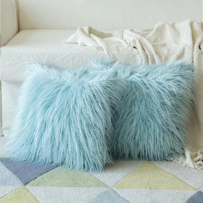 Soft Fur Polyester Cotton Pillow Covers Cushion Covers Luxury Soft Decorative Pillow Covers Home Decor Pillow Covers Living Room Bedroom Decorative Pillowcase Shaggy Fluffy Cover 45x45CM