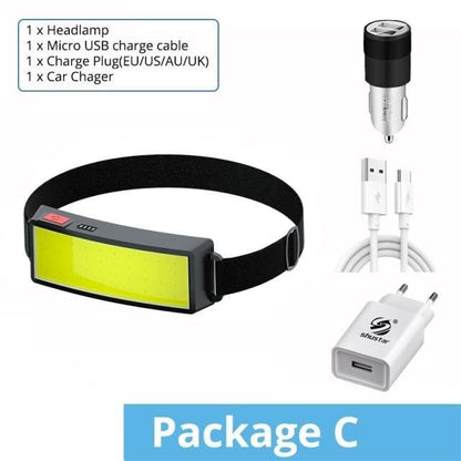 Soft Light Headlamp Flashlight LED Headlamp Adjustable Strap With COB Wick  Headlight Beads Wide Range of Lighting   Perfect Head Light For Camping Hiking Running Built-in Rechargeable Lithium Battery