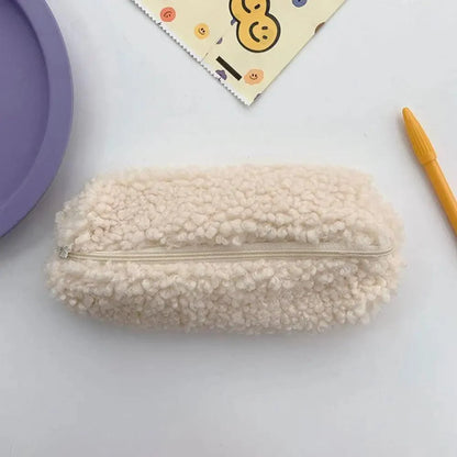 Soft Plush Pencil Case Stationery Pouch Cosmetic Zipper Pouch Bag Simple Lightweight Design