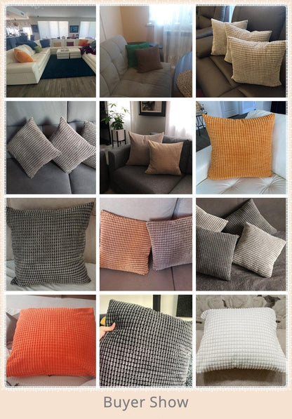 Soft Polyester Cushion Cover Corn Striped Pillow Cozy Throw Pillow Covers Cases for Couch Bed Sofa Ultra Soft Striped Cover Nordic Home Decor Throw Pillow Case Car Living Room Autumn Decoration