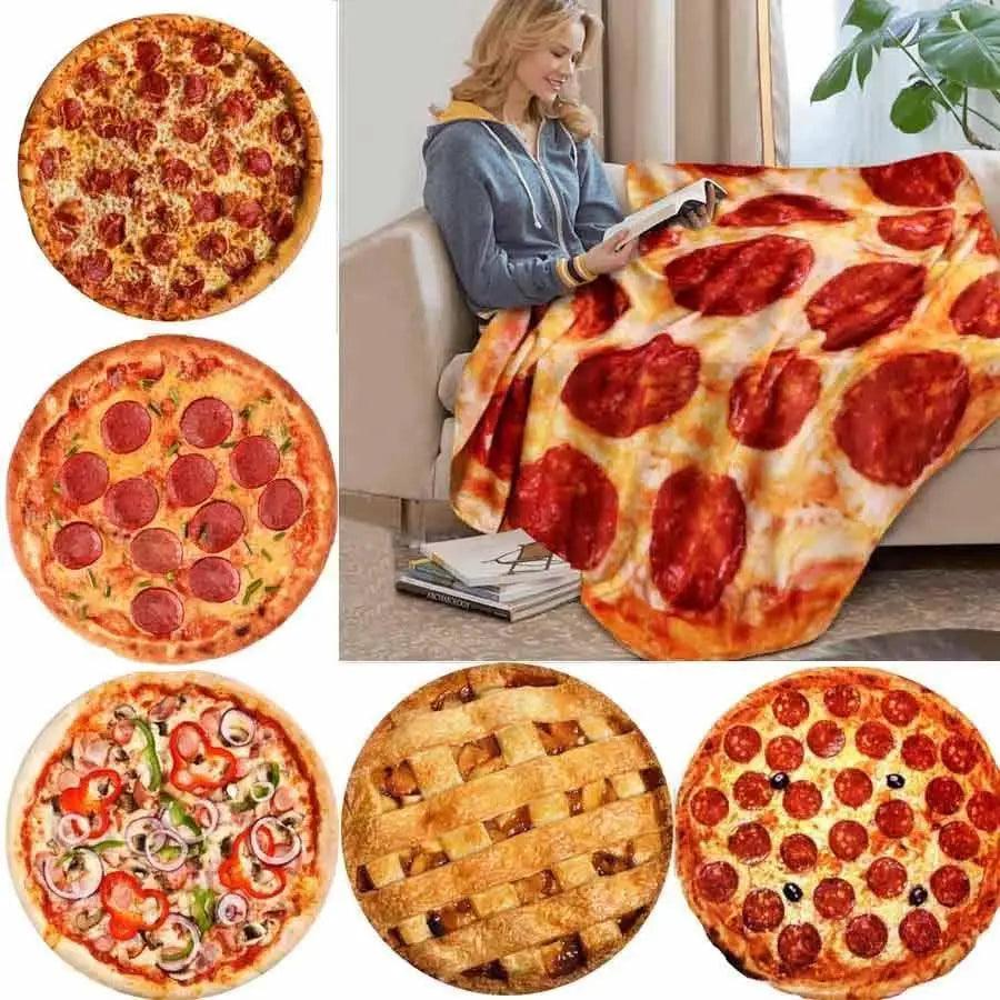 Soft Warm Pizza Round Blanket Travel Portable Wearable Winter Comfortable Blanket Perfect Autumn Gift