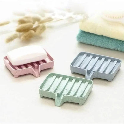 Sponge Holder PP Wheat Straw Storage Rack Drain Soap Box Tray Soapbox 1 Pcs Shower Soap Tray Tool Soap Dish Plate Holder Waterfall Draining Soap Sponge Holder for Shower Kitchen Sink Bathroom Laundry Countertop Face Body Bath Soap, Soap-Saving Dish