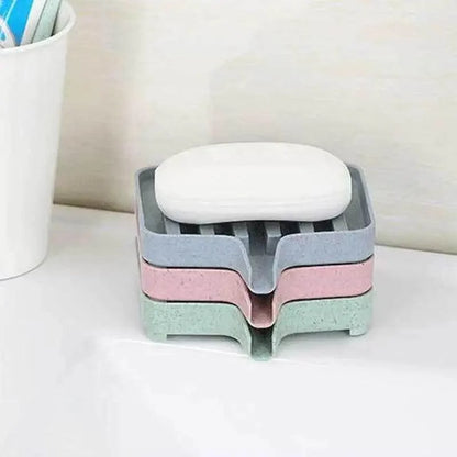 Sponge Holder PP Wheat Straw Storage Rack Drain Soap Box Tray Soapbox 1 Pcs Shower Soap Tray Tool Soap Dish Plate Holder Waterfall Draining Soap Sponge Holder for Shower Kitchen Sink Bathroom Laundry Countertop Face Body Bath Soap, Soap-Saving Dish