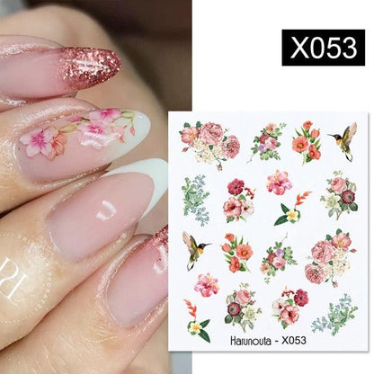 Spring Simple Green Theme Water Decal Sticker Flower Leaf Tree Summer Slider For Manicuring Nail Art Watermarks Art Decoration Manicure Tools Nail Watermark Decals iridescent Decoration Nail Self-Adhesive Decals Nail Stickers Water Transfer Fresh Nail