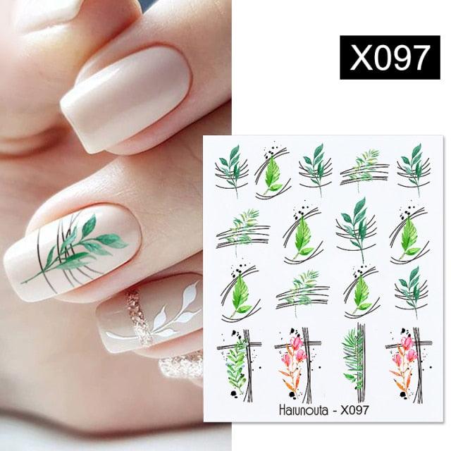 Spring Simple Green Theme Water Decal Sticker Flower Leaf Tree Summer Slider For Manicuring Nail Art Watermarks Art Decoration Manicure Tools Nail Watermark Decals iridescent Decoration Nail Self-Adhesive Decals Nail Stickers Water Transfer Fresh Nail