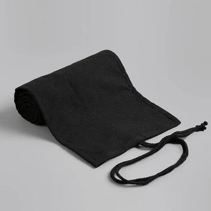 Students Roll Design Black Color Pencil Retro Canvas Wrap Up Pencil Case High Quality Stationary Pouch