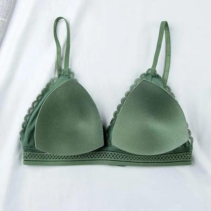 Stunning Hot Look Women's Lace Bra No Steel Ring Beauty Back comfor Wrapped Chest Comfortable Daisy Brassiere Stretch Triangle Cup Padded Underwear 1/2Pcs