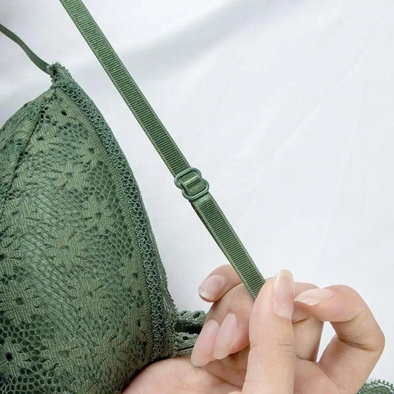 Stunning Hot Look Women's Lace Bra No Steel Ring Beauty Back comfor Wrapped Chest Comfortable Daisy Brassiere Stretch Triangle Cup Padded Underwear 1/2Pcs