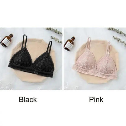 Stunning Hot Look Women's Lace Bra No Steel Ring Beauty Back comfor Wrapped Chest Comfortable Daisy Brassiere Stretch Triangle Cup Padded Underwear 1/2Pcs