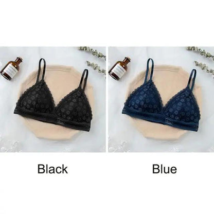 Stunning Hot Look Women's Lace Bra No Steel Ring Beauty Back comfor Wrapped Chest Comfortable Daisy Brassiere Stretch Triangle Cup Padded Underwear 1/2Pcs