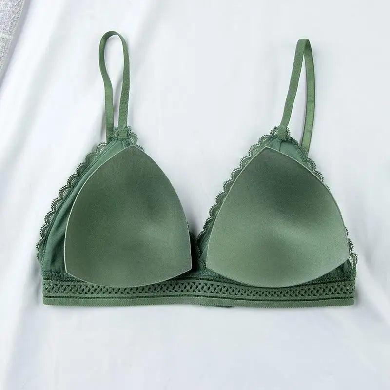 Stunning Hot Look Women's Lace Bra No Steel Ring Beauty Back comfor Wrapped Chest Comfortable Daisy Brassiere Stretch Triangle Cup Padded Underwear 1/2Pcs