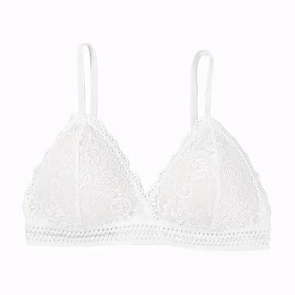Stunning Women's French Style Lace Bra Girls Triangle Cup Lingerie With Deep V Wireless Underwear Soft Thin Seamless Bra