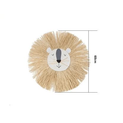 Stylish Interior Hand Woven Cartoon Lion Hanging Decorations Cotton Thread Weaving Animal Head Ornament Children room Wall Hanging