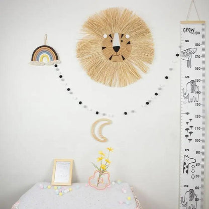Stylish Interior Hand Woven Cartoon Lion Hanging Decorations Cotton Thread Weaving Animal Head Ornament Children room Wall Hanging