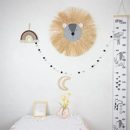Stylish Interior Hand Woven Cartoon Lion Hanging Decorations Cotton Thread Weaving Animal Head Ornament Children room Wall Hanging