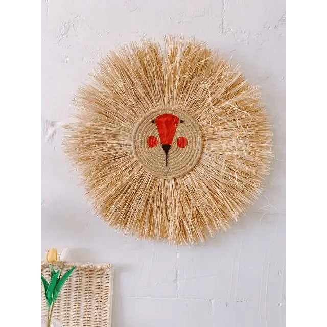 Stylish Interior Hand Woven Cartoon Lion Hanging Decorations Cotton Thread Weaving Animal Head Ornament Children room Wall Hanging
