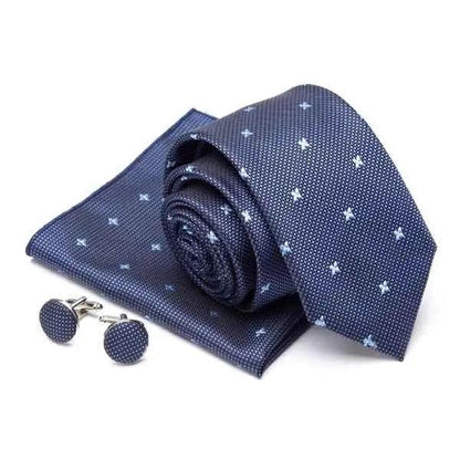 Stylish Silk Necktie With Pocket Square And Matching Cufflinks Set For Men Retro Formal Wear Necktie Set For Men