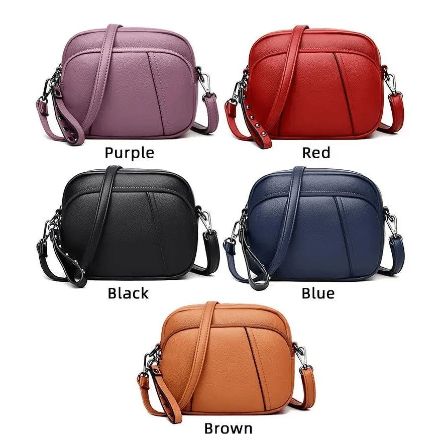 Stylish Soft Leather Women's Cross-body Bags Shoulder Bag Small Casual with Detachable Adjustable Strap Large Capacity