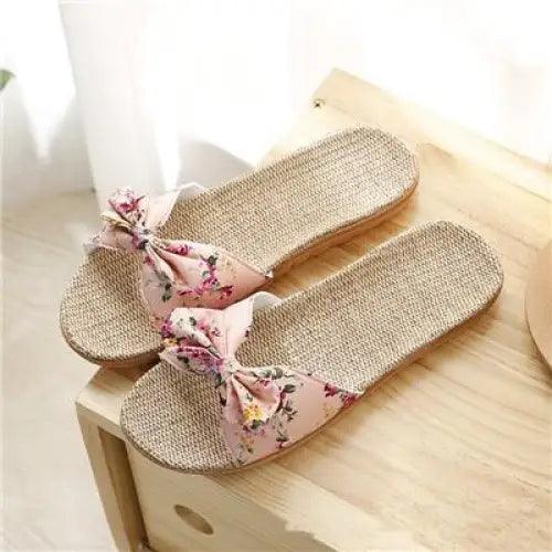 Stylish Women Flax Slippers Casual Summer Flower Elegant Fashion Slippers For Womens