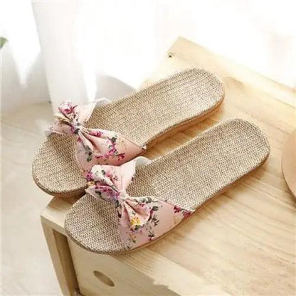 Stylish Women Flax Slippers Casual Summer Flower Elegant Fashion Slippers For Womens