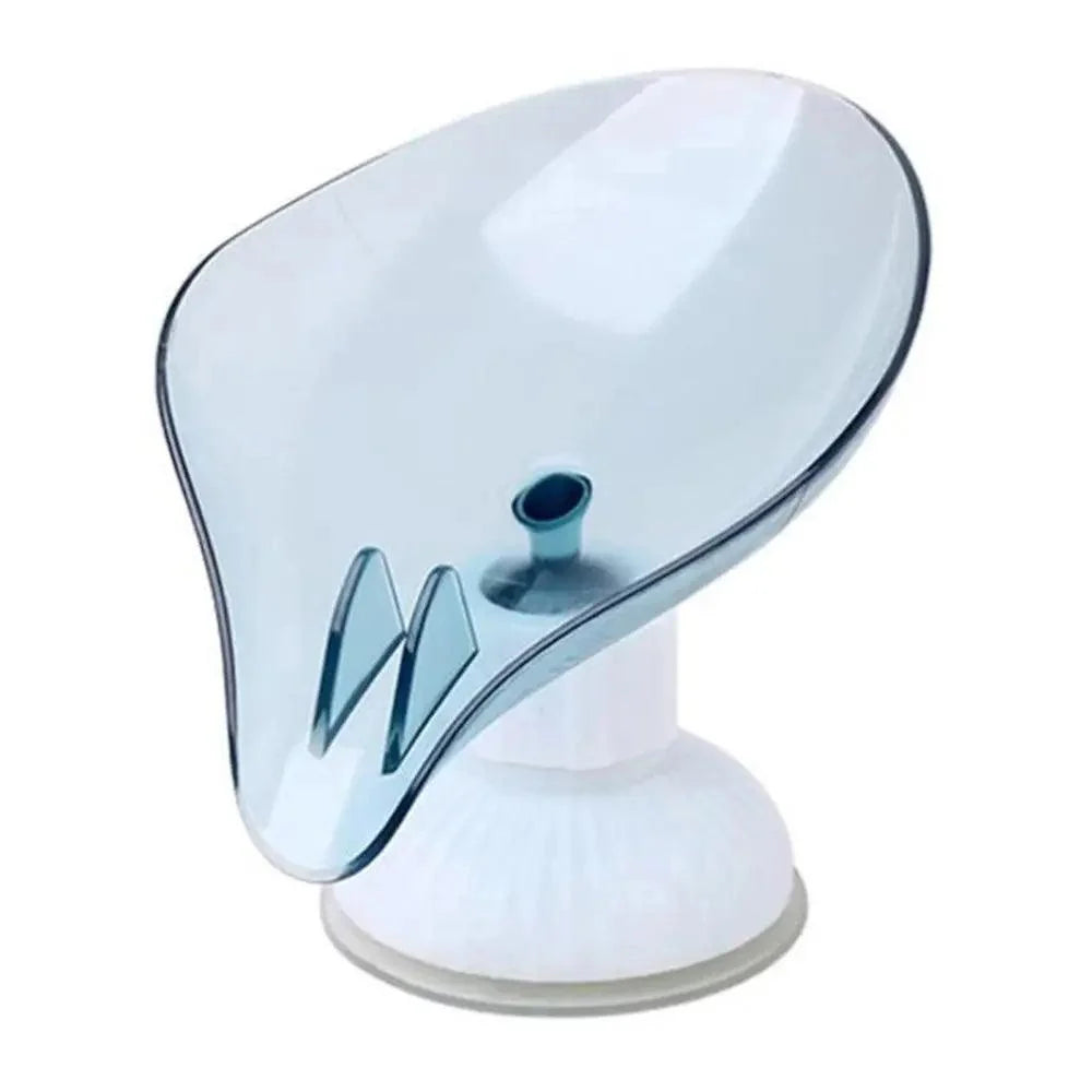 Suction Cup Soap Dish Holder Leaf-Shape Self-Draining Soap Saver Box Not Punched for Shower Bathroom Kitchen Soap Dishes Sponge Container with Suction Cup Leaf Shape Self Draining for Bathroom Kitchen Sink