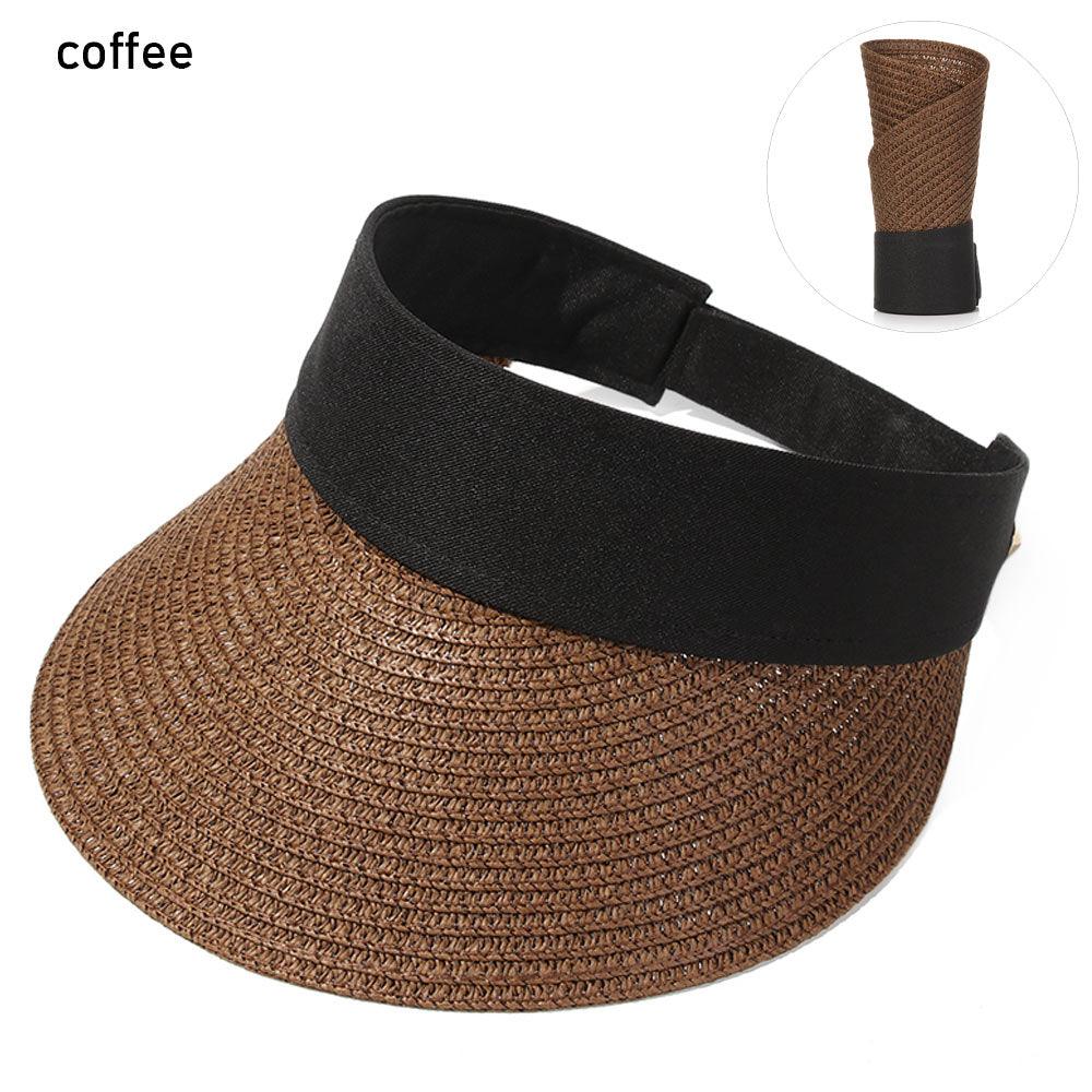 Summer Adjustable Empty Top Hat Portable Foldable Women's Beach Hat Wide Brim Women Sun Hat Fashion Casual Comfortable Cap Visors For Outdoor Activities