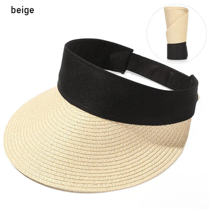 Summer Adjustable Empty Top Hat Portable Foldable Women's Beach Hat Wide Brim Women Sun Hat Fashion Casual Comfortable Cap Visors For Outdoor Activities