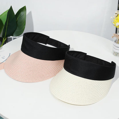 Summer Adjustable Empty Top Hat Portable Foldable Women's Beach Hat Wide Brim Women Sun Hat Fashion Casual Comfortable Cap Visors For Outdoor Activities