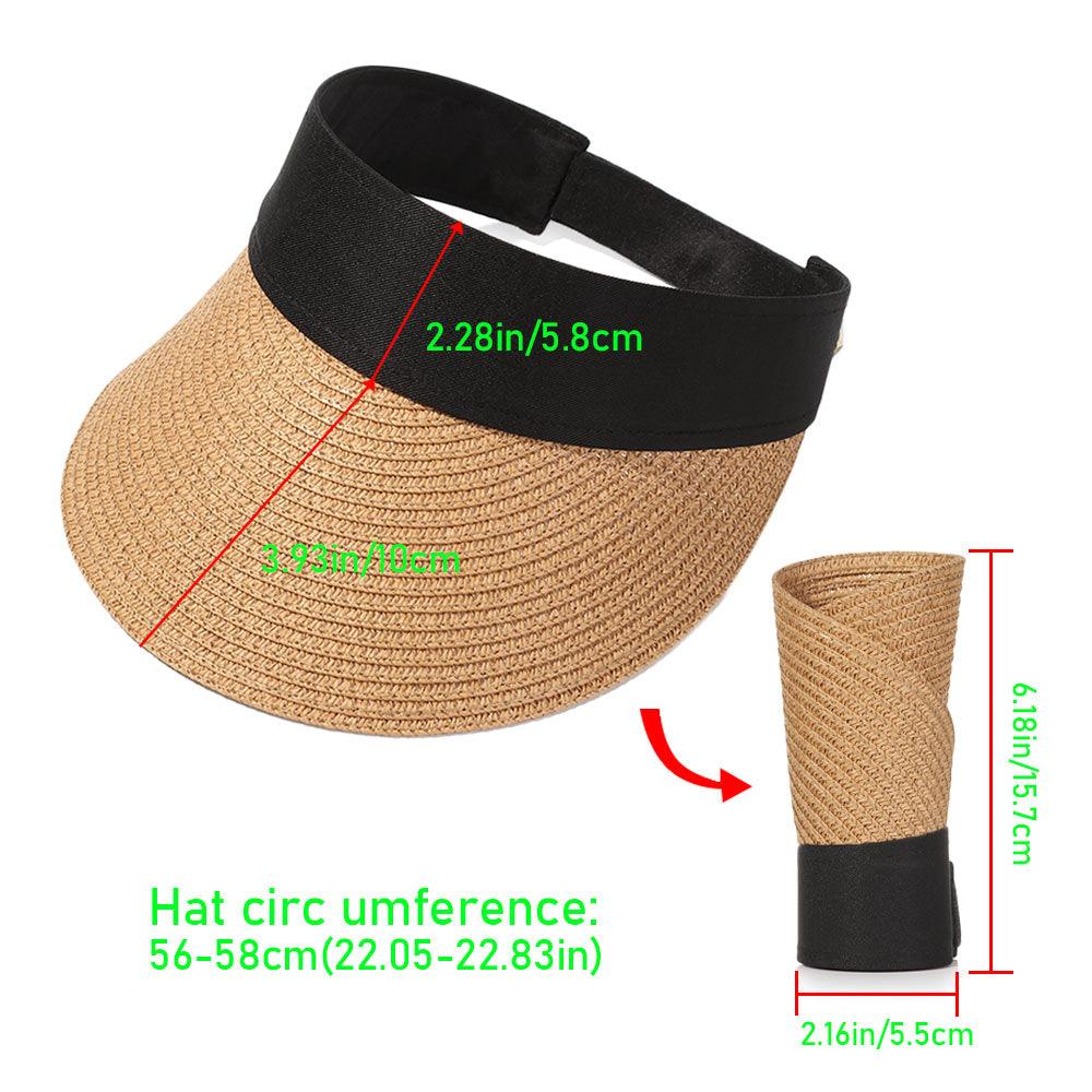 Summer Adjustable Empty Top Hat Portable Foldable Women's Beach Hat Wide Brim Women Sun Hat Fashion Casual Comfortable Cap Visors For Outdoor Activities
