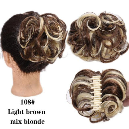 Synthetic Women's Hair Bun Bands Short Curly Chignon Hairpins Claw In Hairpieces for Fake False Hair Scrunchy Black Brown Wigs For Black Women Cosplay Wigs For Women