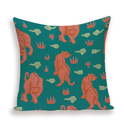 Tiger Cushion Case Autumn Jungle Home Decor Pillows Cases Leopard Printed Animal Throw Pillow Covers Decorative Pillowcase Soft Cushion Covers For Bedroom Sofa Bed Linen Pillow Covers 45X45CM