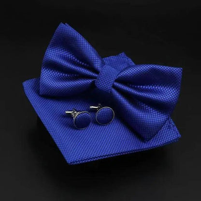 Trendy Tiny Dots Print Bowtie With Pocket Square And Cufflinks Set For Men Retro  Butterfly Party Wedding Bowties Without Box Stylish Ties Gift