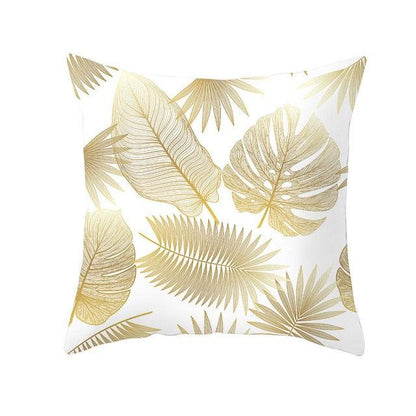Tropical Leaf Flower Green Yellow Pillowcase Decorative Throw Pillow Case Cushion Cover Gold Stamping Leaves Polyester Cushion Cover Throw Pillow Decorative Cushions Home Decor Pillow Covers