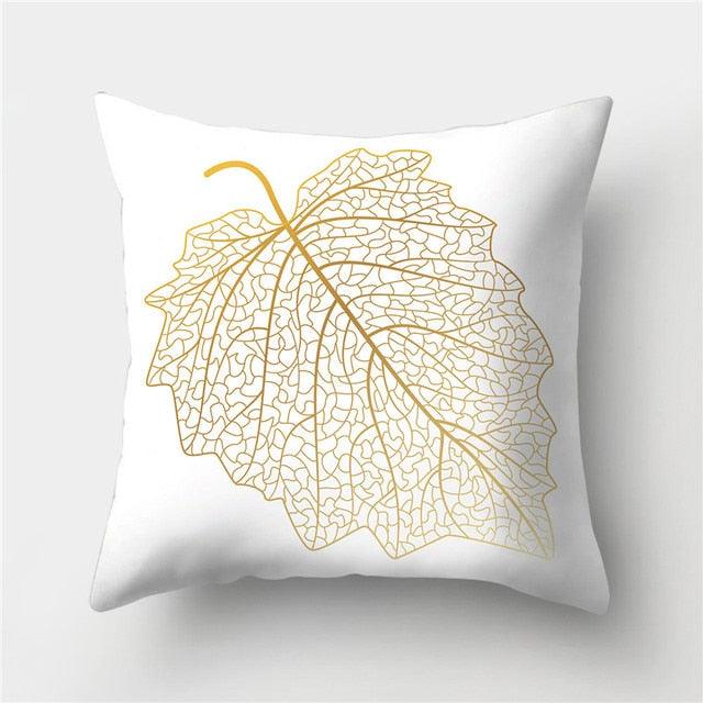 Tropical Leaf Flower Green Yellow Pillowcase Decorative Throw Pillow Case Cushion Cover Gold Stamping Leaves Polyester Cushion Cover Throw Pillow Decorative Cushions Home Decor Pillow Covers