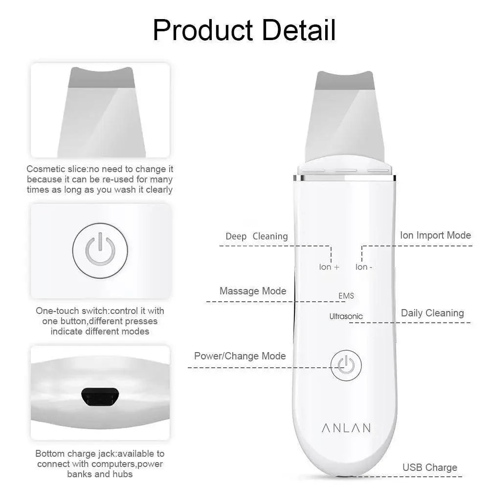Ultrasonic Derma Skin Scrubber Pen for Face Cleansing Dead Skin Cleaner - Skin Care Tools Beauty Modern Tool