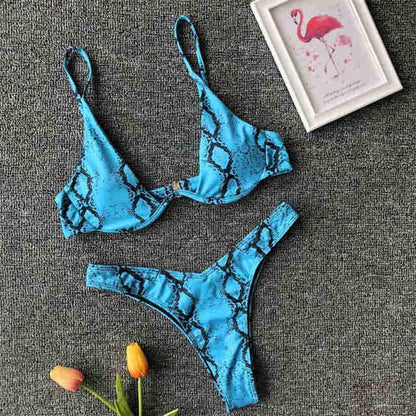 Underwired Bikini Female Swimsuit Women Swimwear Two-Piece V Shape Wire Bikini Set Bather Bathing Suit Women Micro Bikini Set Shiny Metallic 2 Piece Swimsuit Push Up Underwire Swimwear Bathing Suit