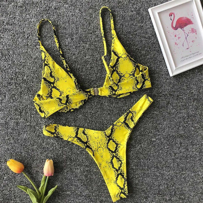 Underwired Bikini Female Swimsuit Women Swimwear Two-Piece V Shape Wire Bikini Set Bather Bathing Suit Women Micro Bikini Set Shiny Metallic 2 Piece Swimsuit Push Up Underwire Swimwear Bathing Suit