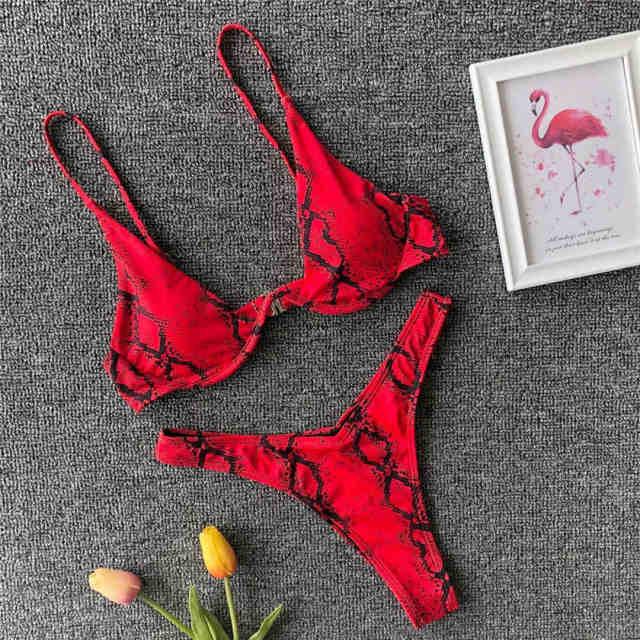 Underwired Bikini Female Swimsuit Women Swimwear Two-Piece V Shape Wire Bikini Set Bather Bathing Suit Women Micro Bikini Set Shiny Metallic 2 Piece Swimsuit Push Up Underwire Swimwear Bathing Suit