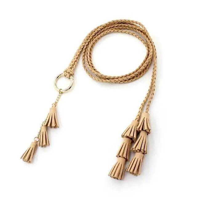 Unique Classic PU Leather Tie Strap Waist Belt For Women Modern Rope Style Design Ladies Waistbands